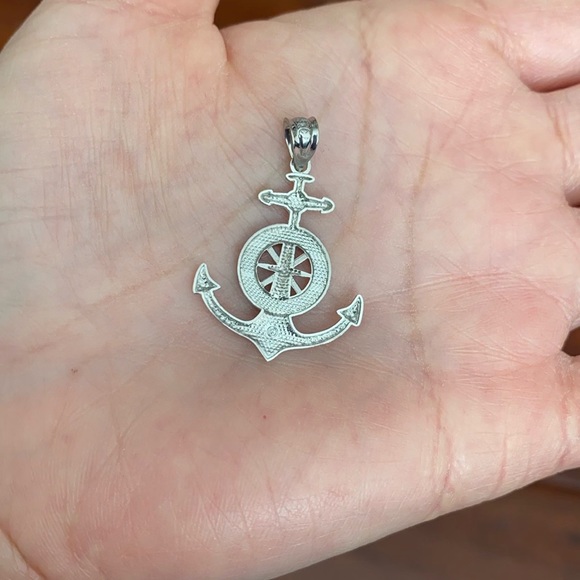 14k Real Gold Mariner's Anchor Compass Pendant